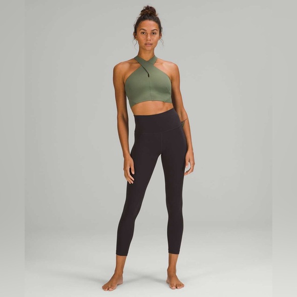 Lululemon Nulu Wrap-Front Longline Bra *Light Support, A/B Cup Green Twill sz 4 - Picture 4 of 8